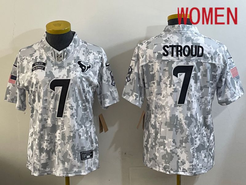 Women Houston Texans #7 Stroud Nike Arctic Camo 2024 Salute to Service Limited NFL Jersey style 1->women nfl jersey->Women Jersey